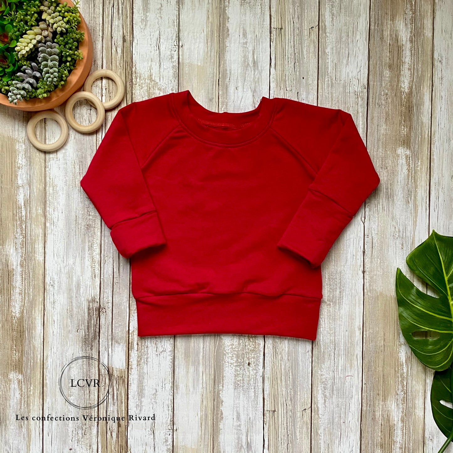 Chandail Raglan en Bambou Rouge prêt à partir