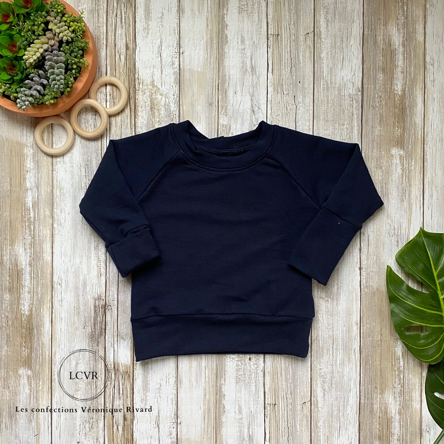 Chandail Raglan en Bambou Marine