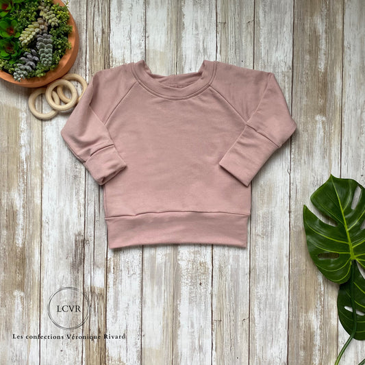 Chandail Raglan en Bambou Vieux Rose Pâle