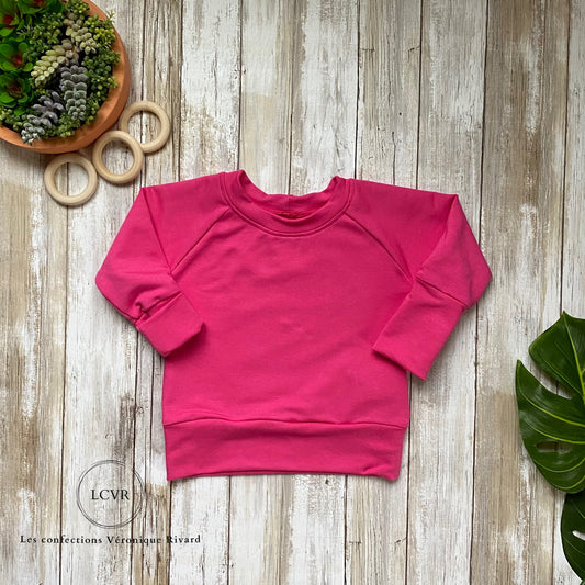 Chandail Raglan en Bambou Rose Bonbon