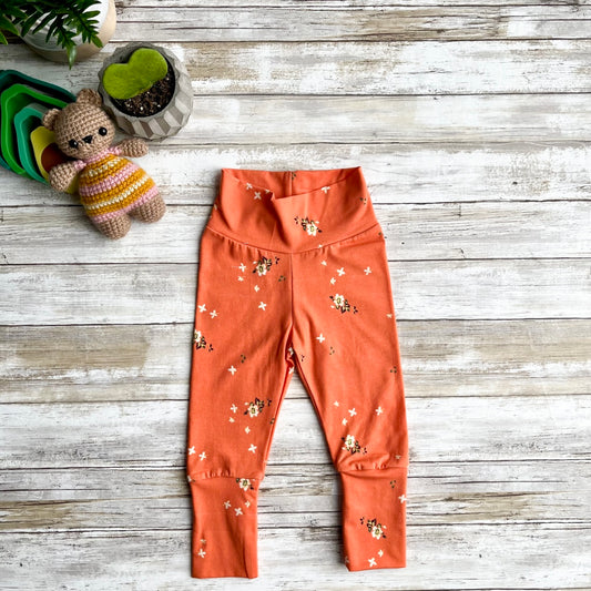 Leggings évolutifs Fleurs orangé