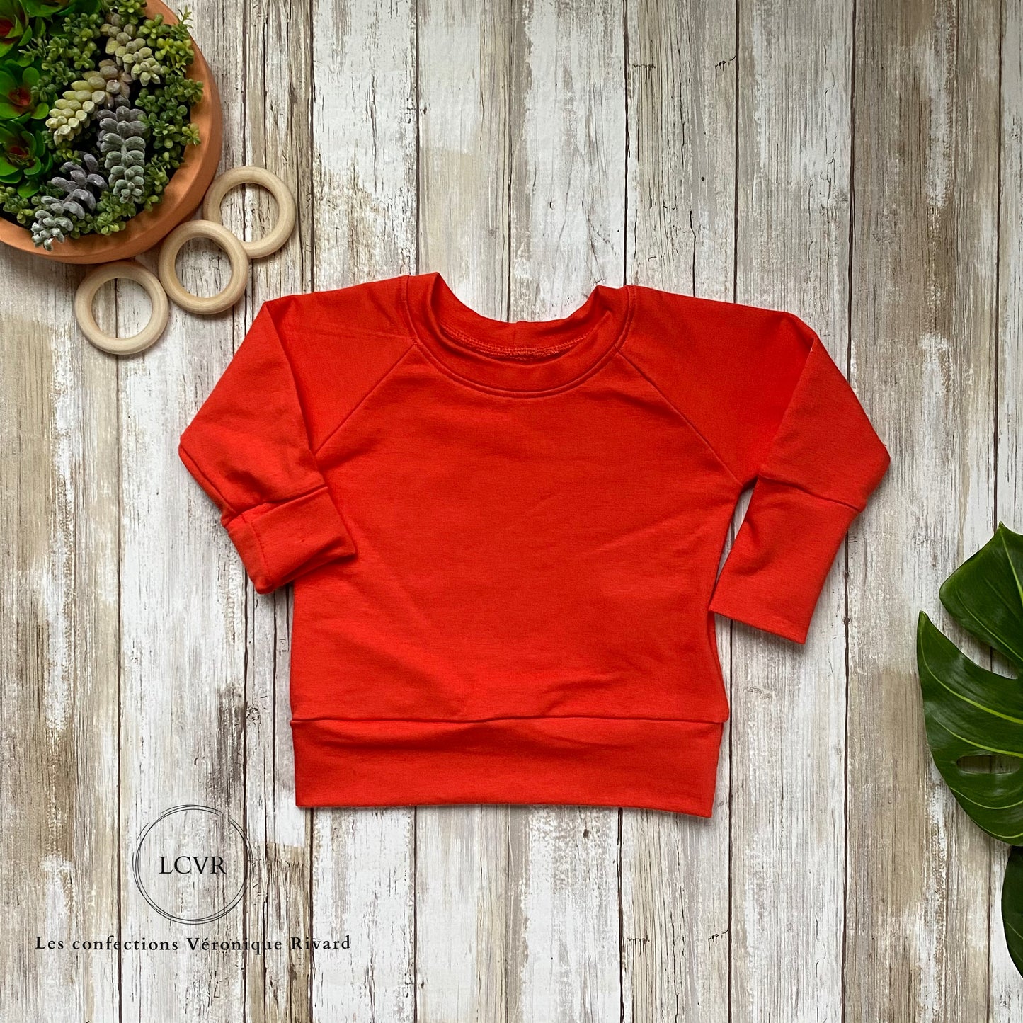 Chandail Raglan en Bambou Orange