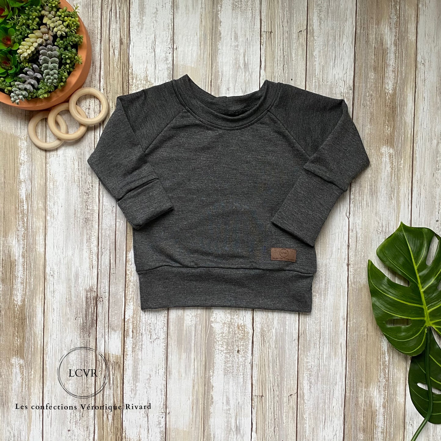 Chandail Raglan en Bambou Charcoal