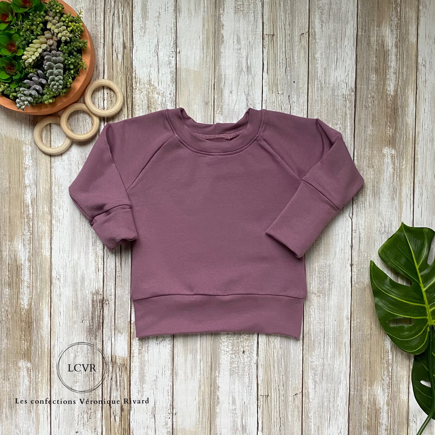 Chandail Raglan en Bambou Vieux Mauve