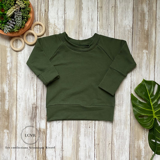 Chandail Raglan en Bambou Vert mousse