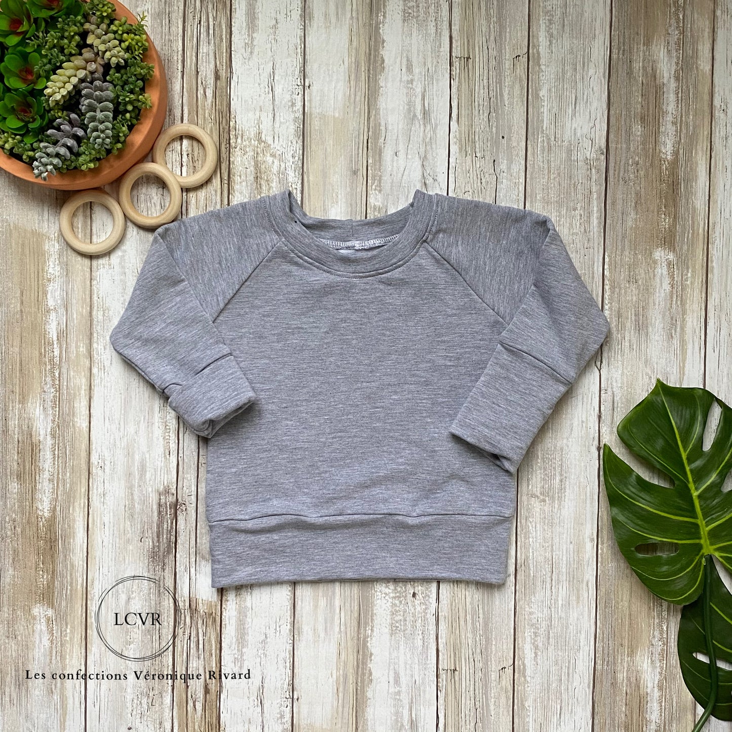 Chandail Raglan en Bambou Gris Pâle