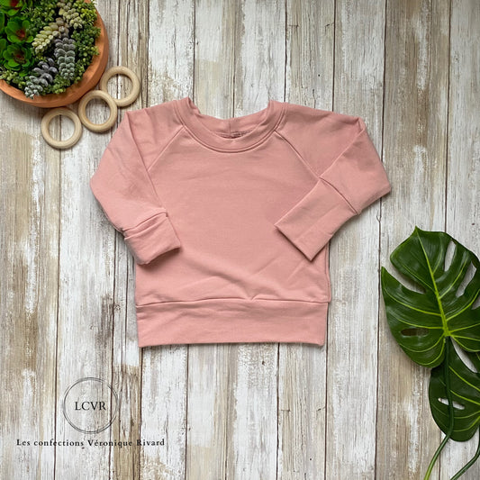 Chandail Raglan en Bambou Rose pâle